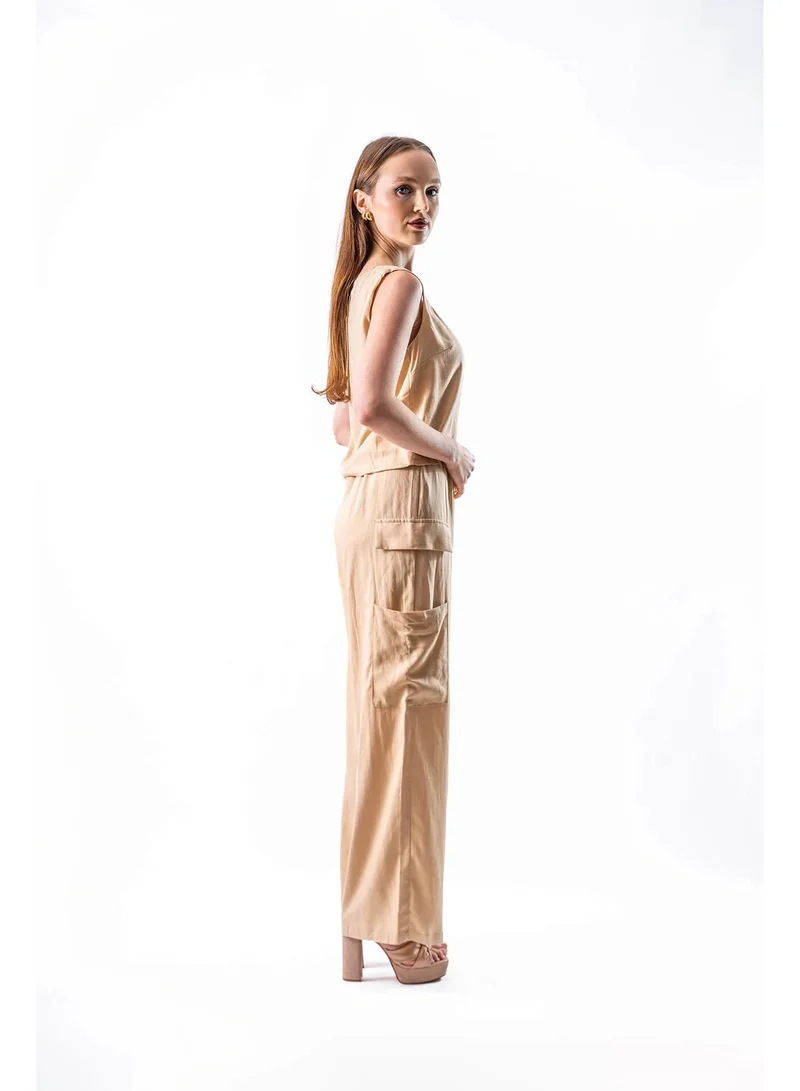 توترندس بنطلون بيج من الكتان